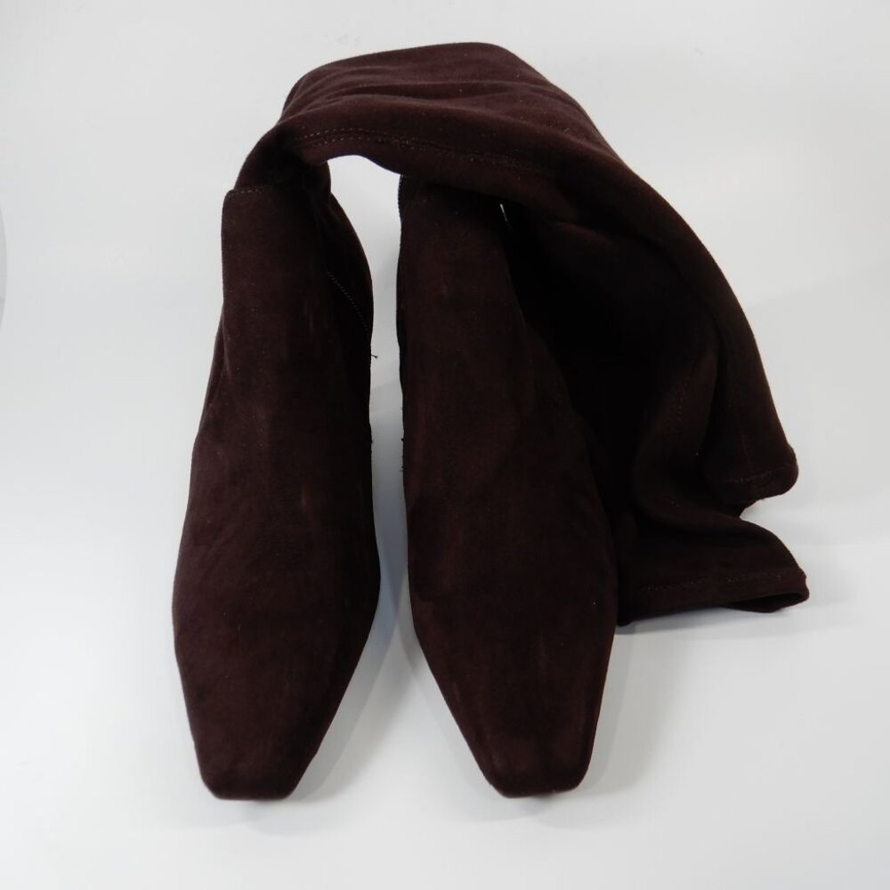 DONALD PLINER Beaufort Knee High Boots Size 8 Brown Stretch Faux Suede NEW $298 - Picture 8 of 12